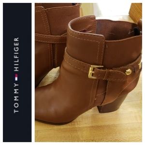 Tommy Hilfiger, 8M, Brwn Lthr, Heeled Booties